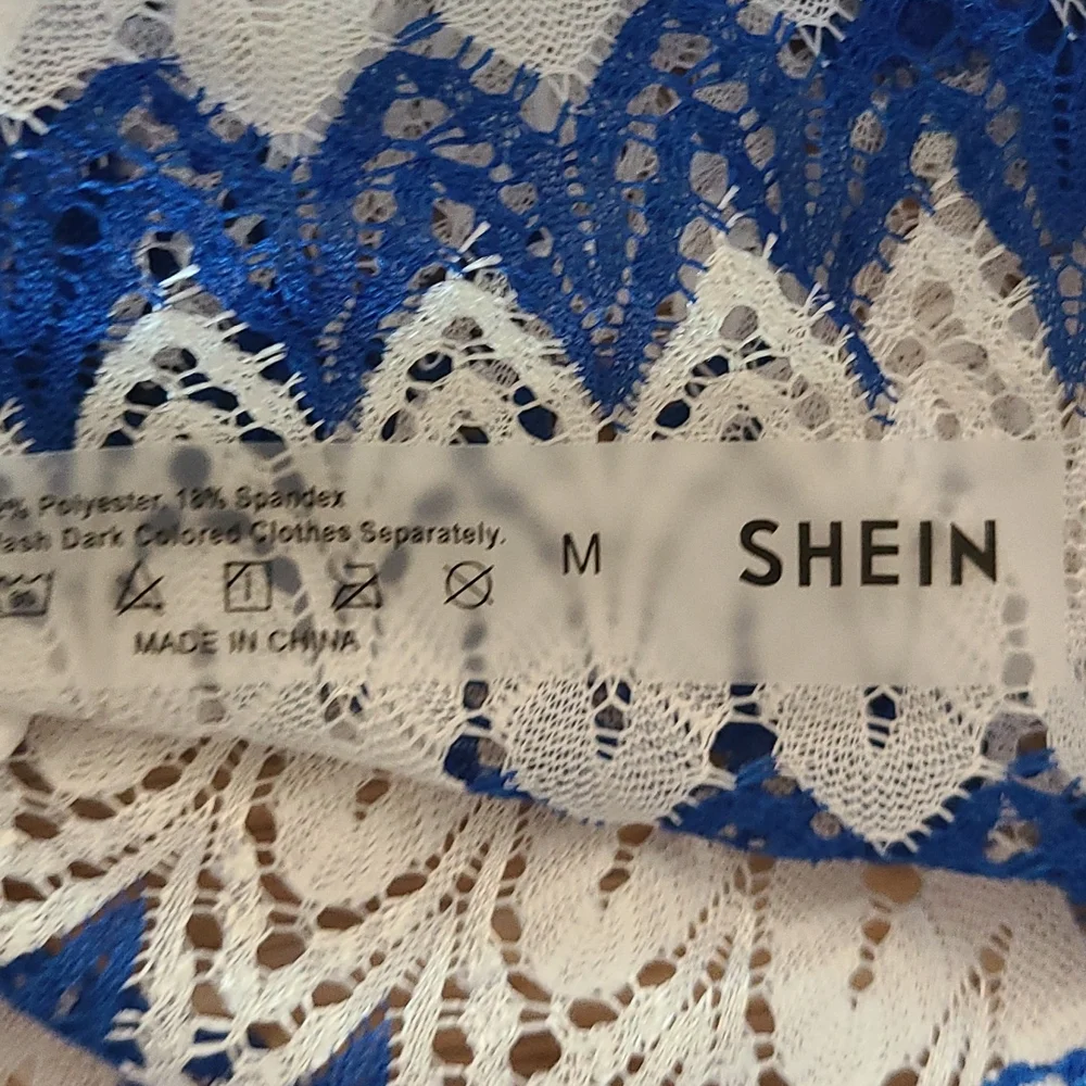 Shein Swim Cover-up Beach Capris.  Size Small*  Blue/White Chevron - Picture 2 of 7